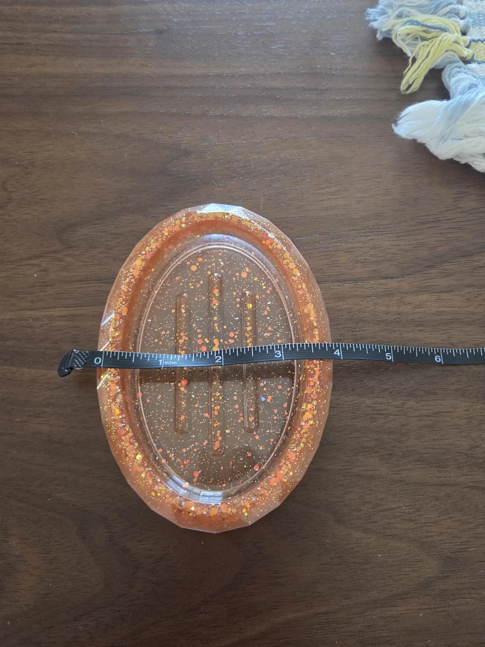 Oval Glitter Resin Soap Dish - Brownish with Orange/Brown  Sparkles